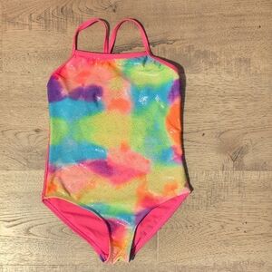 Wonder Nation Rainbow Tie-Dye Kids Swim One Piece